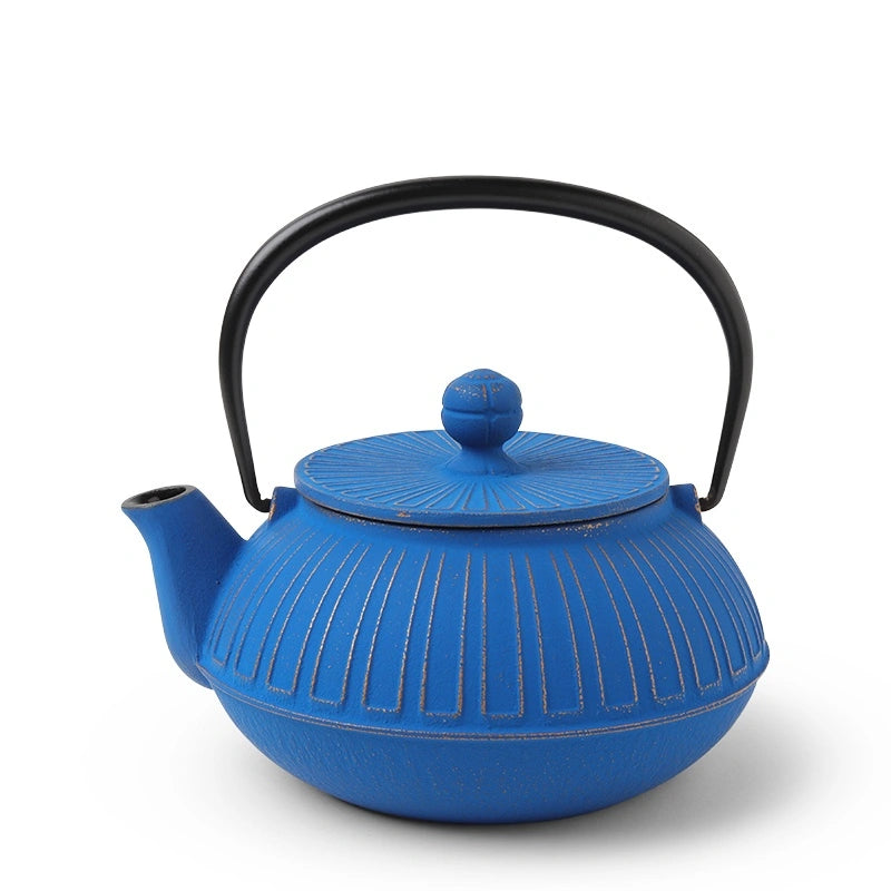 Cast Iron Teapot Gold Azure Chrysanthemum