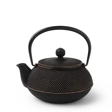 Cast Iron Gold/Black Hobnail Teapot 0.65L